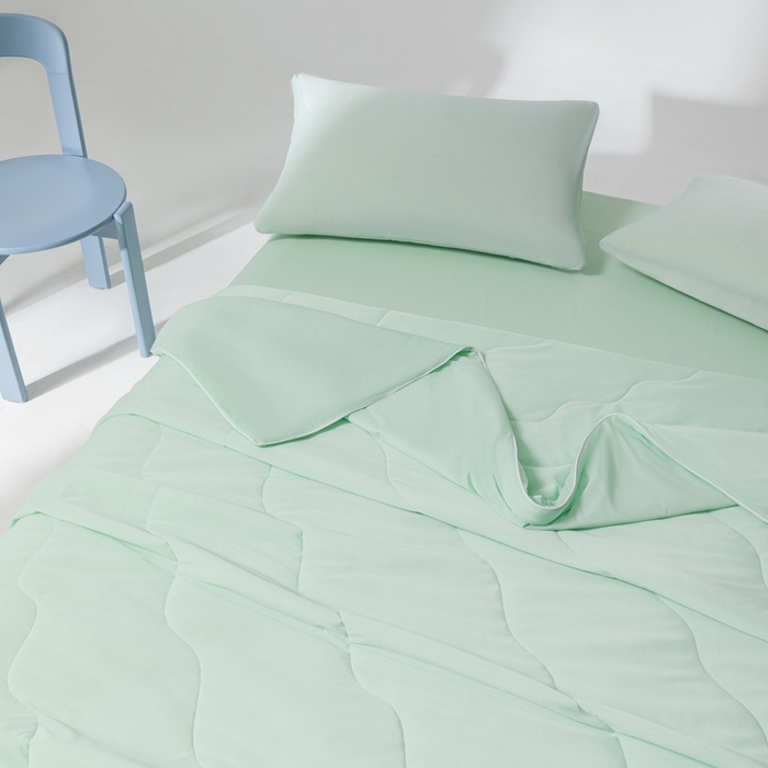 91家纺网 家纺一手货源 找家纺 样样红被业 2025新款抗菌凉感丝夏被 水绿色