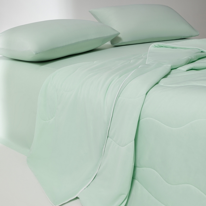 91家纺网 家纺一手货源 找家纺 样样红被业 2025新款抗菌凉感丝夏被 水绿色