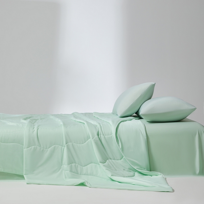 91家纺网 家纺一手货源 找家纺 样样红被业 2025新款抗菌凉感丝夏被 水绿色