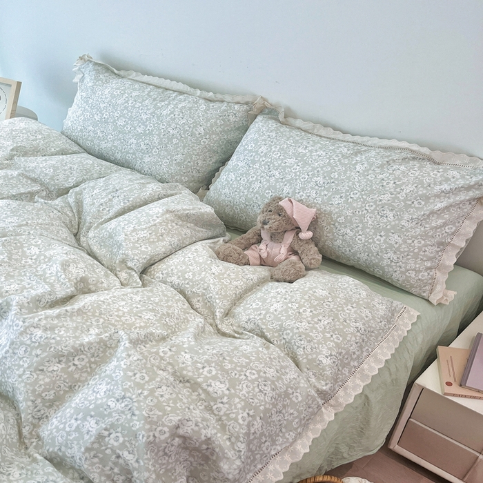 91家纺网 家纺一手货源 找家纺 荣轩2025新款全棉双层纱镂空花边工艺款四件套（铺床版） 甜花酪-咖