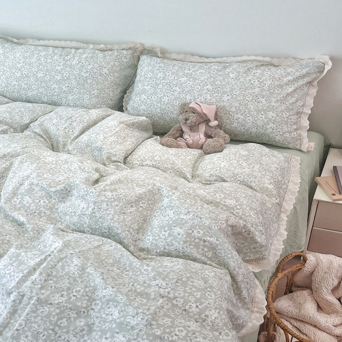 91家纺网 家纺一手货源 找家纺 荣轩2025新款全棉双层纱镂空花边工艺款四件套（铺床版） 甜花酪-咖