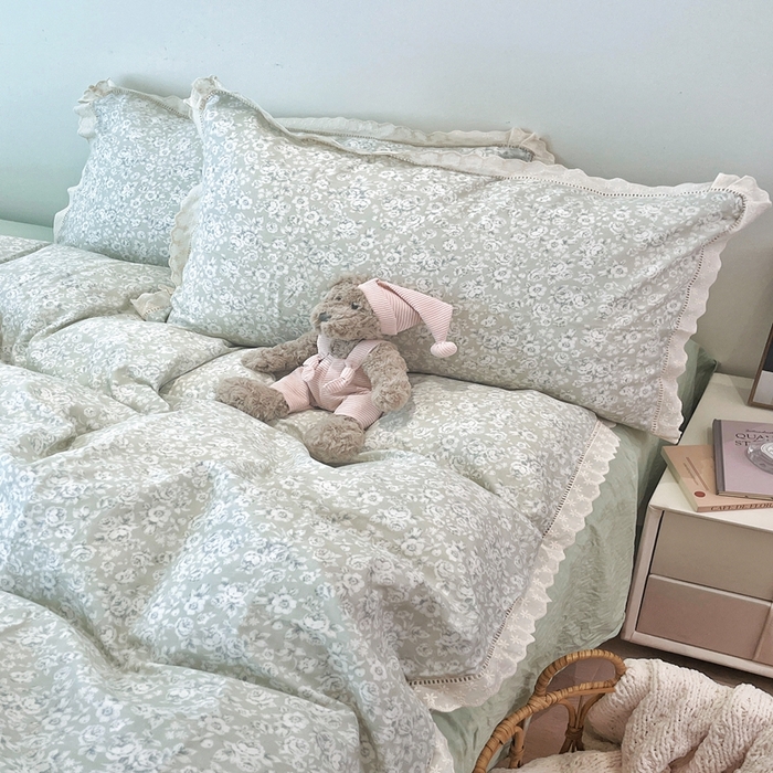 91家纺网 家纺一手货源 找家纺 荣轩2025新款全棉双层纱镂空花边工艺款四件套（铺床版） 甜花酪-咖