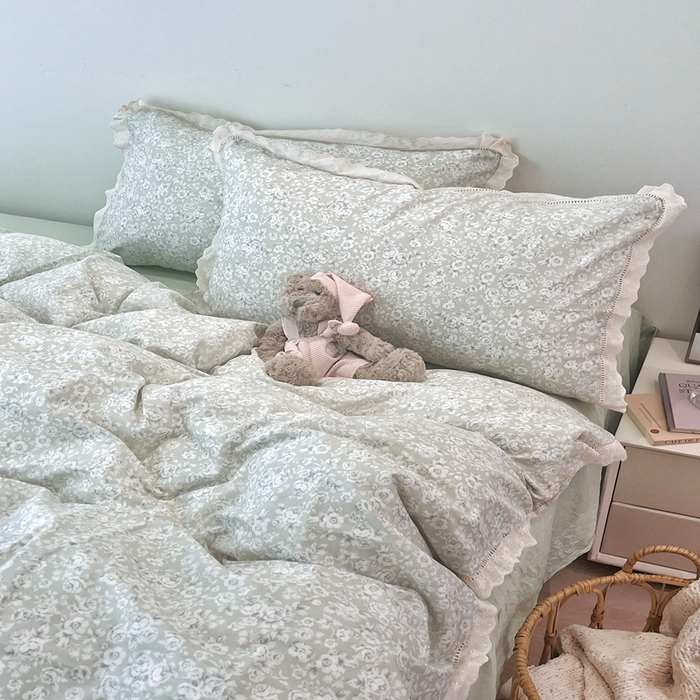 91家纺网 家纺一手货源 找家纺 荣轩2025新款全棉双层纱镂空花边工艺款四件套（铺床版） 甜花酪-咖