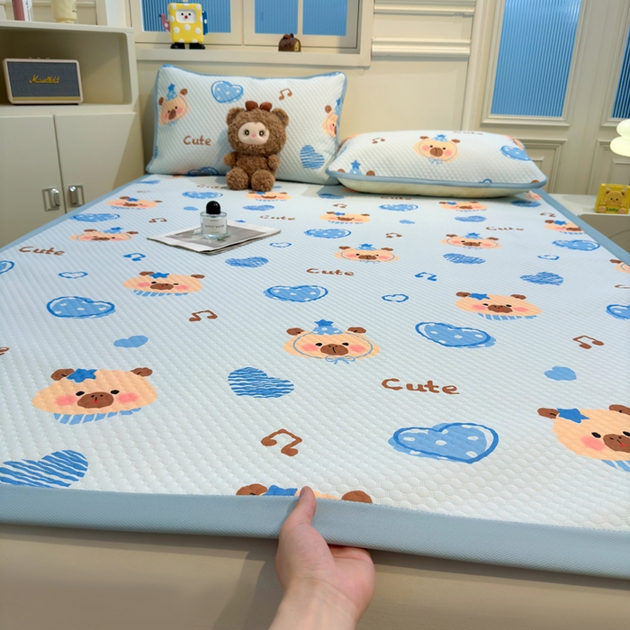 91家纺网 家纺一手货源 找家纺 （总）喜居 2025新款A类凉感豆豆席印花款凉席