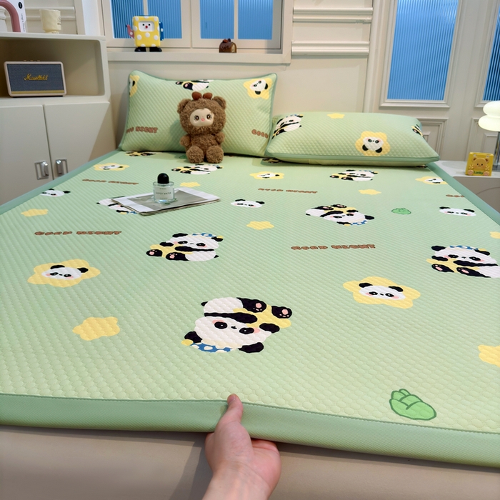 91家纺网 家纺一手货源 找家纺 喜居 2025新款A类凉感豆豆席印花款凉席 小熊猫