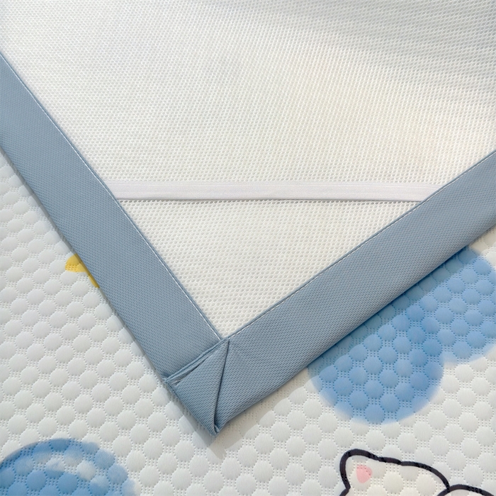 91家纺网 家纺一手货源 找家纺 喜居 2025新款A类凉感豆豆席印花款凉席 蓝喵儿