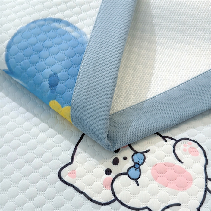 91家纺网 家纺一手货源 找家纺 喜居 2025新款A类凉感豆豆席印花款凉席 蓝喵儿