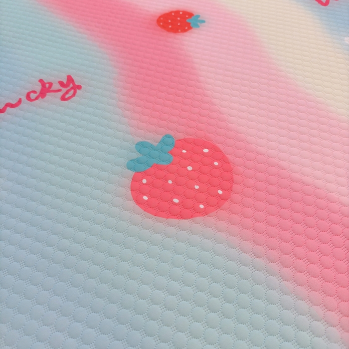 91家纺网 家纺一手货源 找家纺 喜居 2025新款A类凉感豆豆席印花款凉席 彩虹草莓