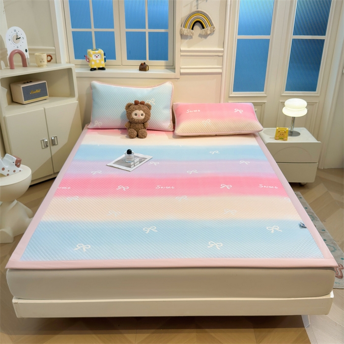 91家纺网 家纺一手货源 找家纺 喜居 2025新款A类凉感豆豆席印花款凉席 彩云端