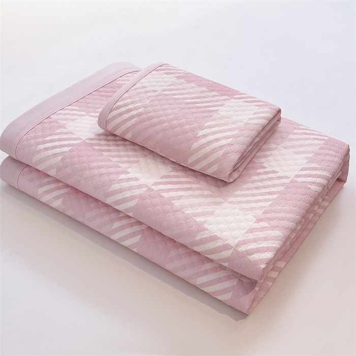 91家纺网 家纺一手货源 找家纺 喜居 2025新款A类凉感豆豆席印花款凉席 晨曦粉