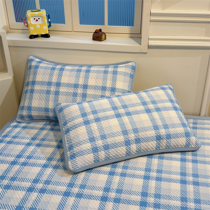 91家纺网 家纺一手货源 找家纺 喜居 2025新款A类凉感豆豆席印花款凉席 晨曦蓝