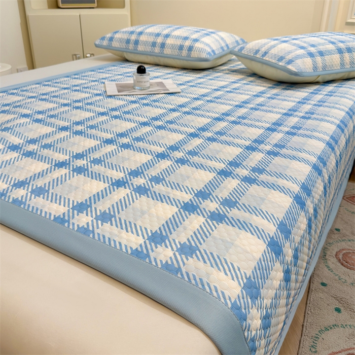 91家纺网 家纺一手货源 找家纺 喜居 2025新款A类凉感豆豆席印花款凉席 晨曦蓝