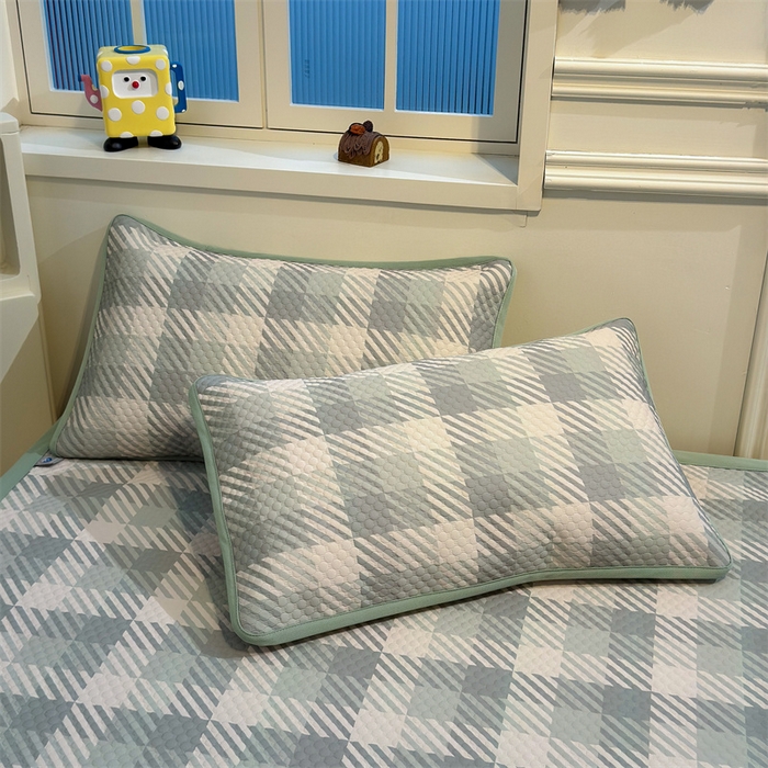 91家纺网 家纺一手货源 找家纺 喜居 2025新款A类凉感豆豆席印花款凉席 晨曦绿