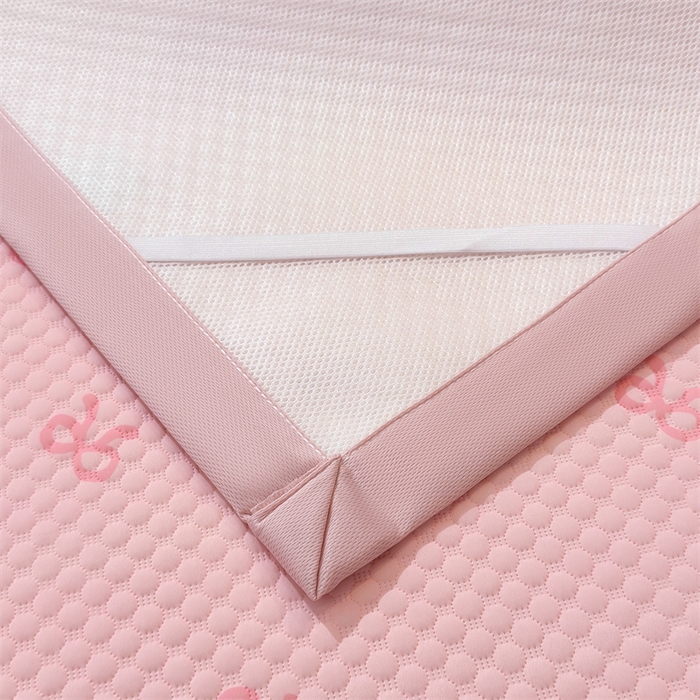 91家纺网 家纺一手货源 找家纺 喜居 2025新款A类凉感豆豆席印花款凉席 粉色之恋