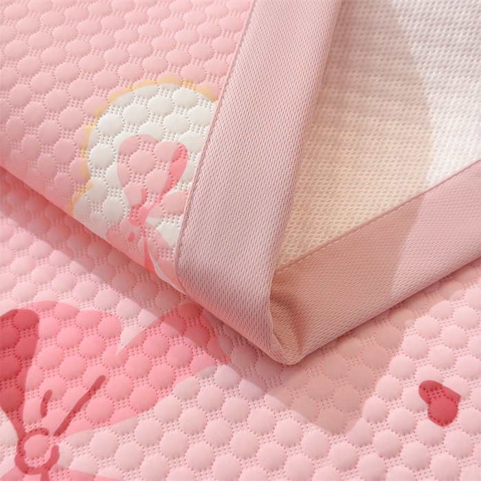 91家纺网 家纺一手货源 找家纺 喜居 2025新款A类凉感豆豆席印花款凉席 粉色之恋