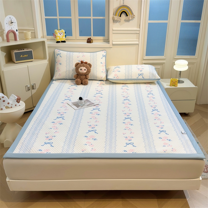 91家纺网 家纺一手货源 找家纺 喜居 2025新款A类凉感豆豆席印花款凉席 花间