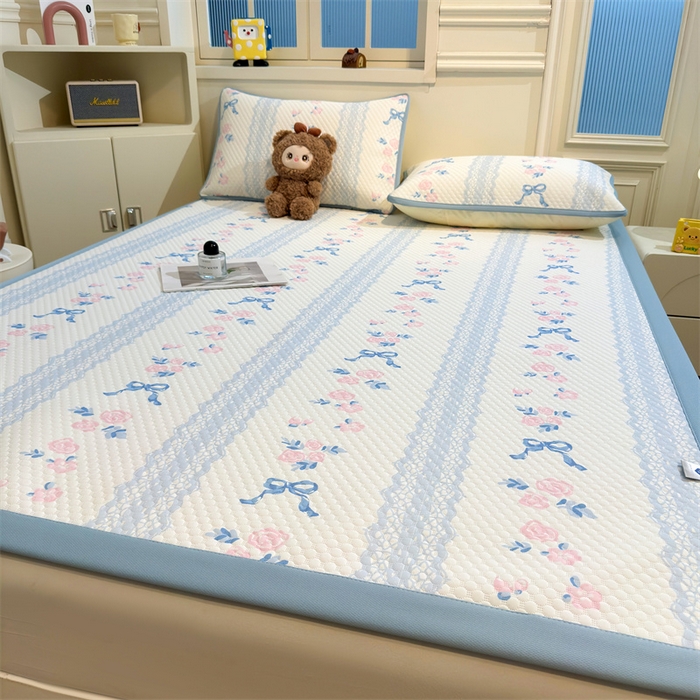 91家纺网 家纺一手货源 找家纺 喜居 2025新款A类凉感豆豆席印花款凉席 花间