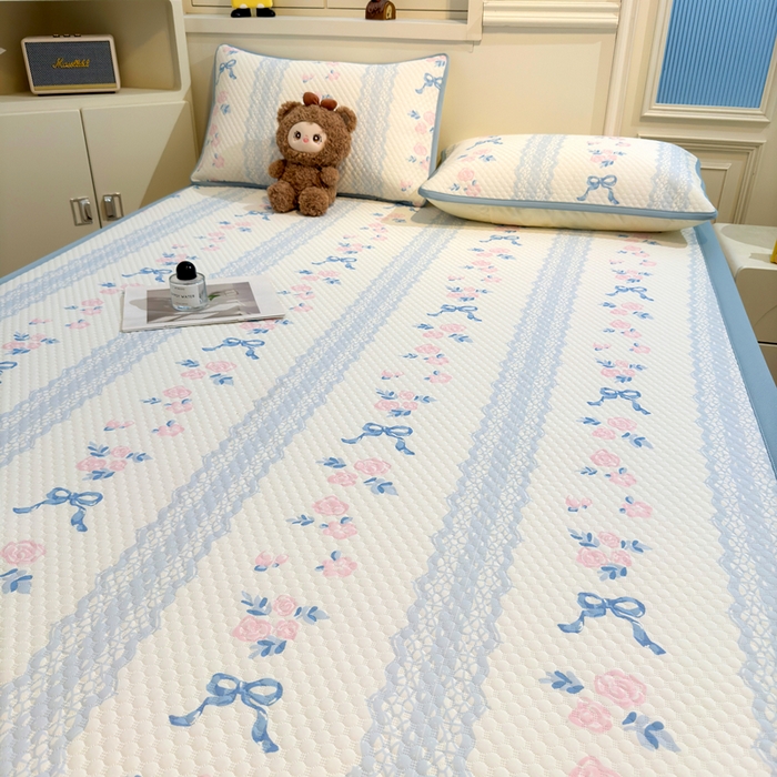 91家纺网 家纺一手货源 找家纺 喜居 2025新款A类凉感豆豆席印花款凉席 花间