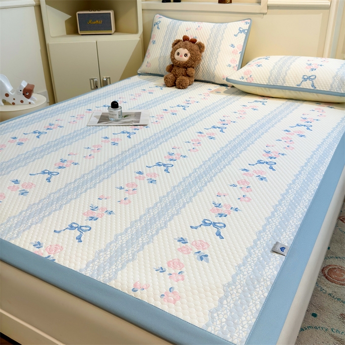 91家纺网 家纺一手货源 找家纺 喜居 2025新款A类凉感豆豆席印花款凉席 花间