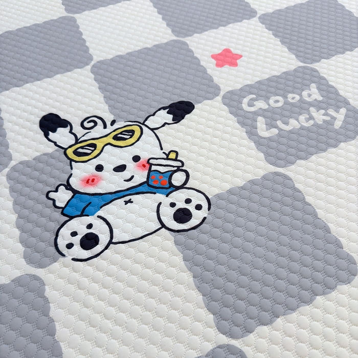 91家纺网 家纺一手货源 找家纺 喜居 2025新款A类凉感豆豆席印花款凉席 欢乐狗