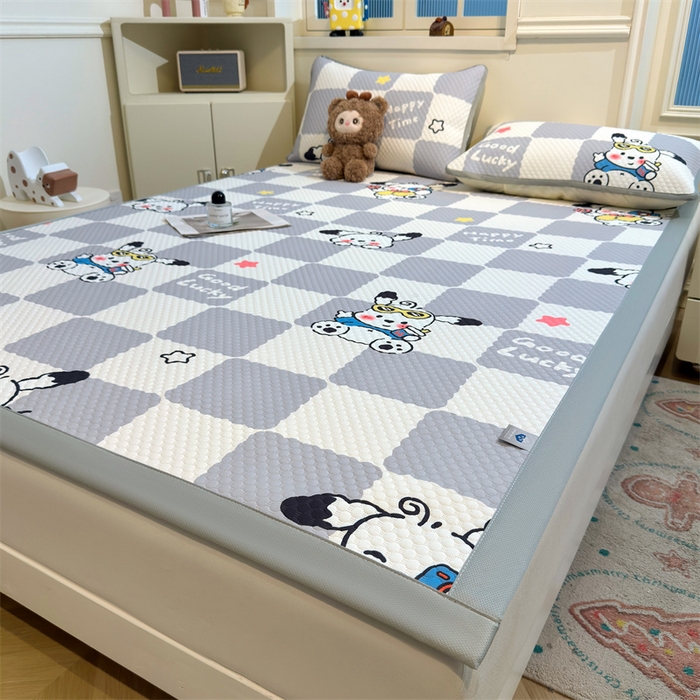 91家纺网 家纺一手货源 找家纺 喜居 2025新款A类凉感豆豆席印花款凉席 欢乐狗