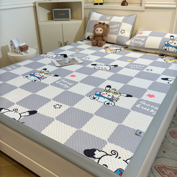 91家纺网 家纺一手货源 找家纺 喜居 2025新款A类凉感豆豆席印花款凉席 欢乐狗