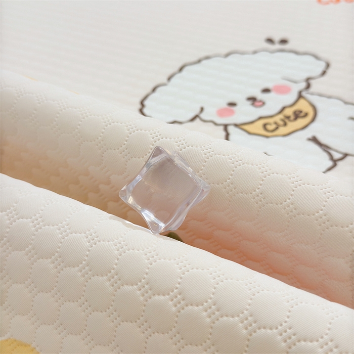 91家纺网 家纺一手货源 找家纺 喜居 2025新款A类凉感豆豆席印花款凉席 橘小花