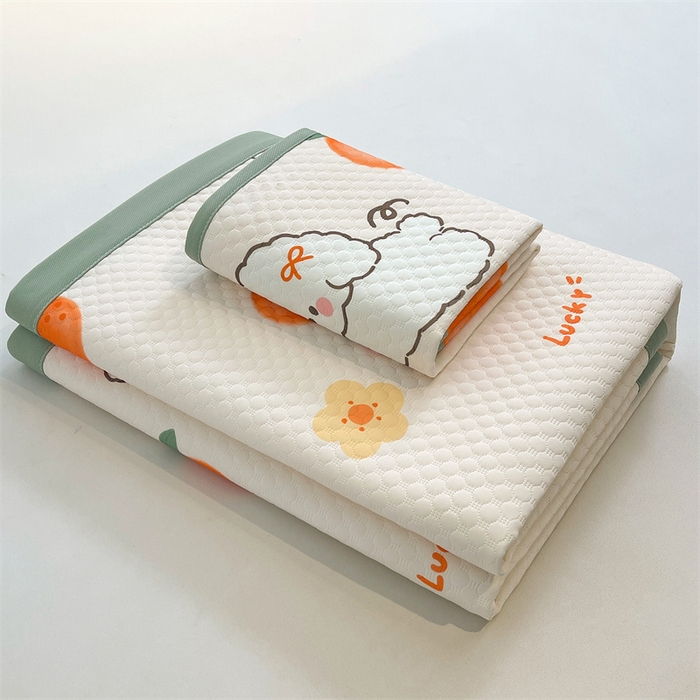 91家纺网 家纺一手货源 找家纺 喜居 2025新款A类凉感豆豆席印花款凉席 橘小花