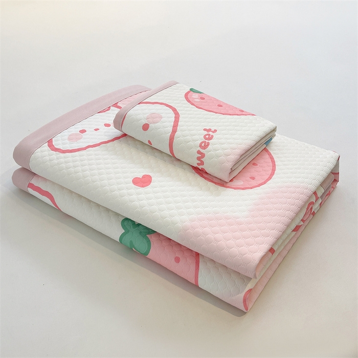 91家纺网 家纺一手货源 找家纺 喜居 2025新款A类凉感豆豆席印花款凉席 可儿兔