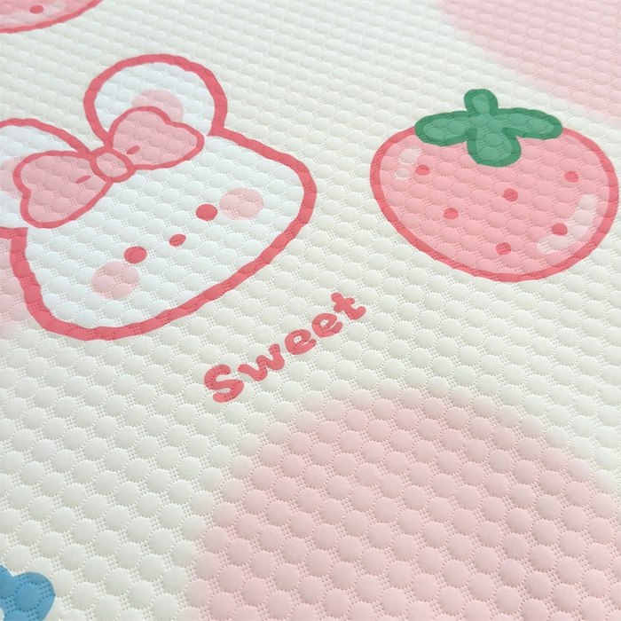 91家纺网 家纺一手货源 找家纺 喜居 2025新款A类凉感豆豆席印花款凉席 可儿兔