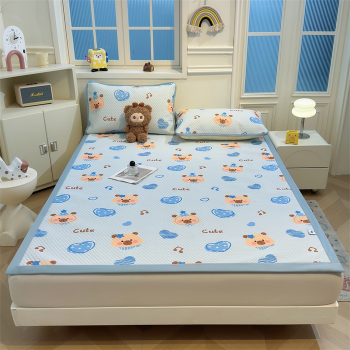 91家纺网 家纺一手货源 找家纺 喜居 2025新款A类凉感豆豆席印花款凉席 酷酷的心