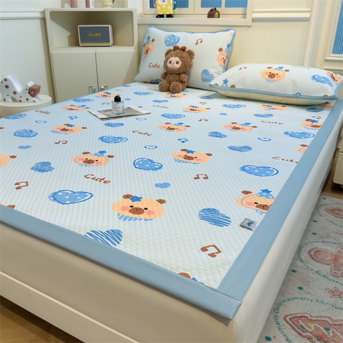 91家纺网 家纺一手货源 找家纺 喜居 2025新款A类凉感豆豆席印花款凉席 酷酷的心