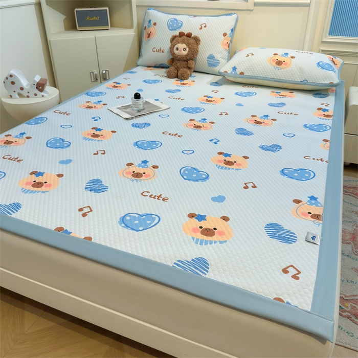 91家纺网 家纺一手货源 找家纺 喜居 2025新款A类凉感豆豆席印花款凉席 酷酷的心