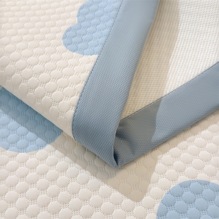 91家纺网 家纺一手货源 找家纺 喜居 2025新款A类凉感豆豆席印花款凉席 蓝色蝴蝶结