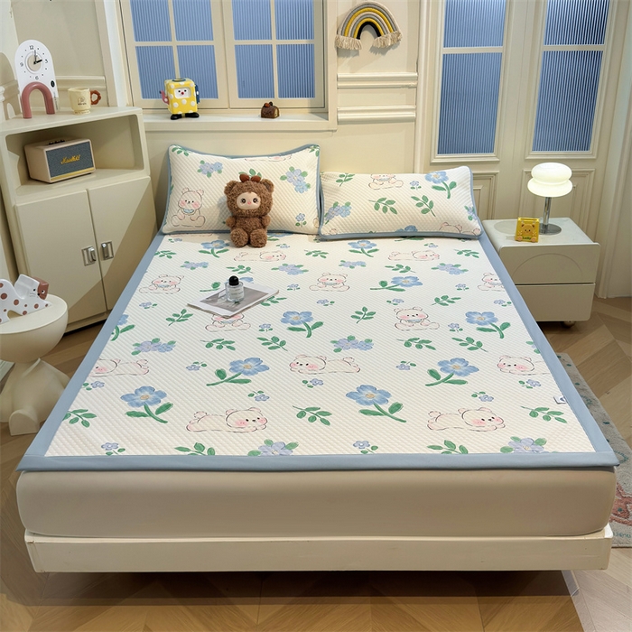 91家纺网 家纺一手货源 找家纺 喜居 2025新款A类凉感豆豆席印花款凉席 奶呼呼