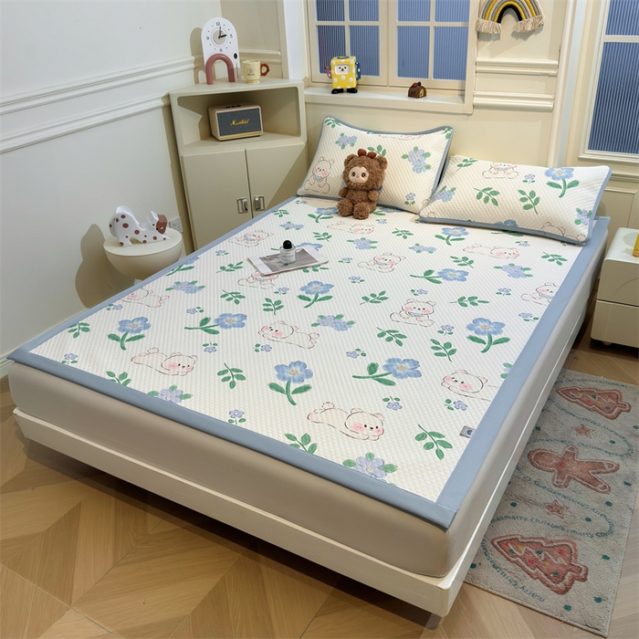 91家纺网 家纺一手货源 找家纺 喜居 2025新款A类凉感豆豆席印花款凉席 奶呼呼