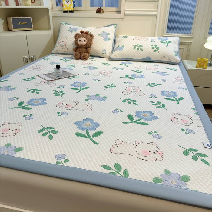 91家纺网 家纺一手货源 找家纺 喜居 2025新款A类凉感豆豆席印花款凉席 奶呼呼