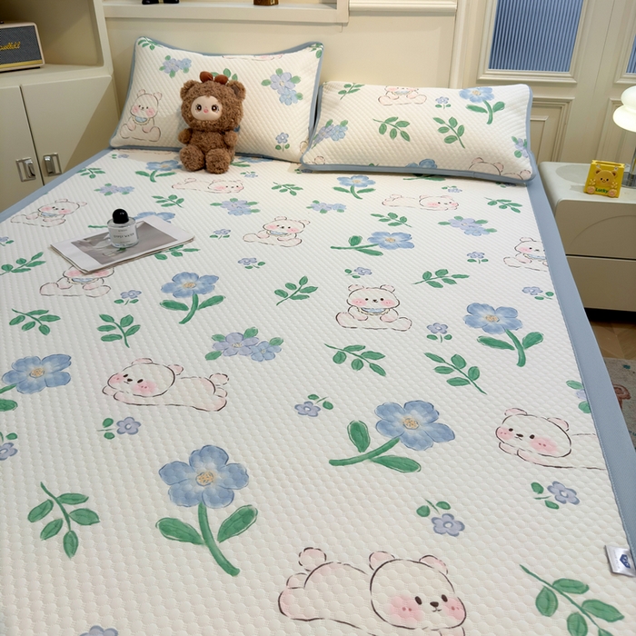 91家纺网 家纺一手货源 找家纺 喜居 2025新款A类凉感豆豆席印花款凉席 奶呼呼