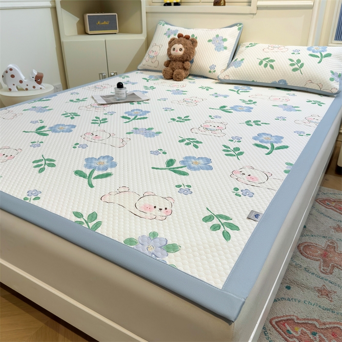 91家纺网 家纺一手货源 找家纺 喜居 2025新款A类凉感豆豆席印花款凉席 奶呼呼