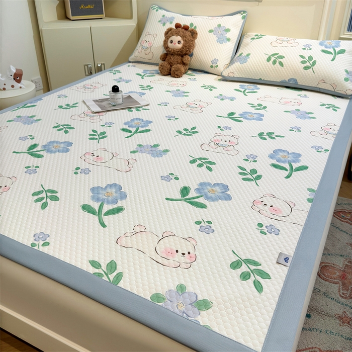 91家纺网 家纺一手货源 找家纺 喜居 2025新款A类凉感豆豆席印花款凉席 奶呼呼