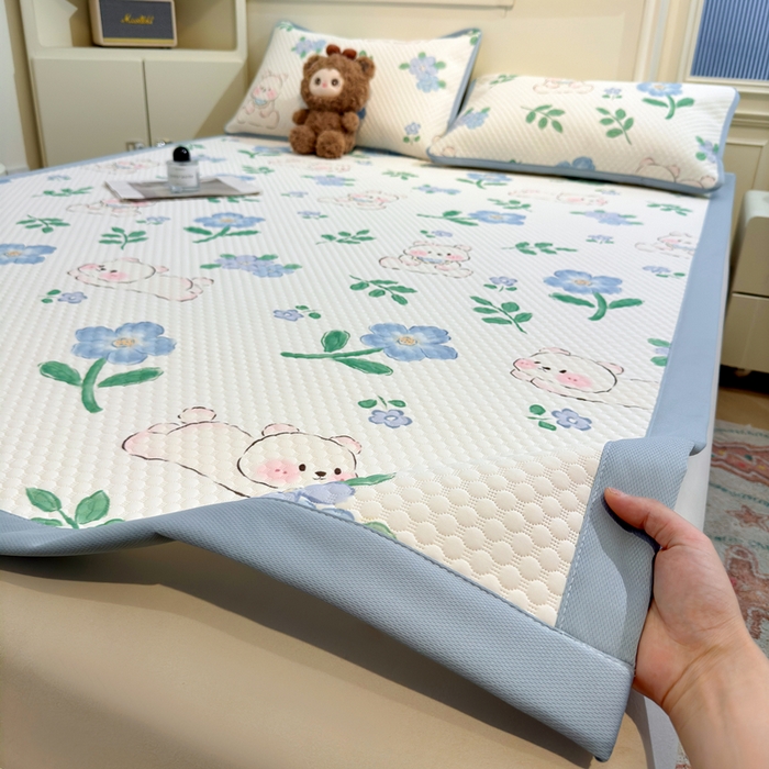 91家纺网 家纺一手货源 找家纺 喜居 2025新款A类凉感豆豆席印花款凉席 奶呼呼