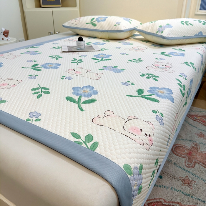 91家纺网 家纺一手货源 找家纺 喜居 2025新款A类凉感豆豆席印花款凉席 奶呼呼