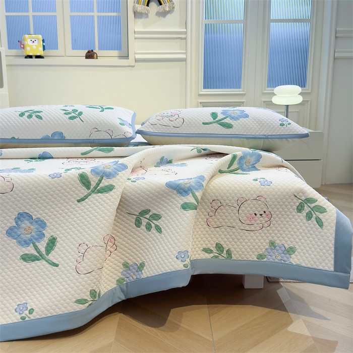 91家纺网 家纺一手货源 找家纺 喜居 2025新款A类凉感豆豆席印花款凉席 奶呼呼