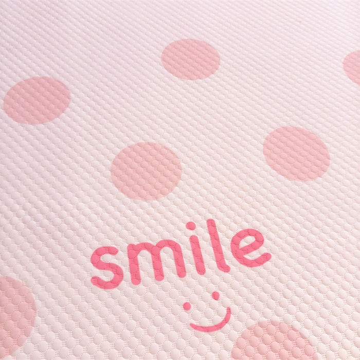 91家纺网 家纺一手货源 找家纺 喜居 2025新款A类凉感豆豆席印花款凉席 微笑-粉