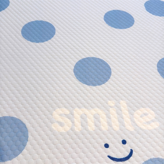 91家纺网 家纺一手货源 找家纺 喜居 2025新款A类凉感豆豆席印花款凉席 微笑-蓝