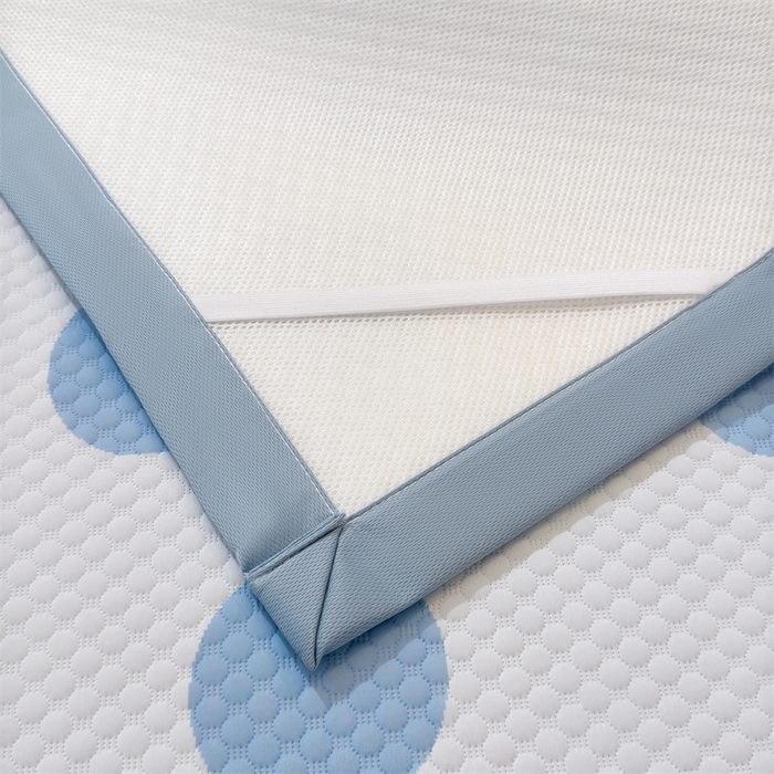 91家纺网 家纺一手货源 找家纺 喜居 2025新款A类凉感豆豆席印花款凉席 微笑-蓝