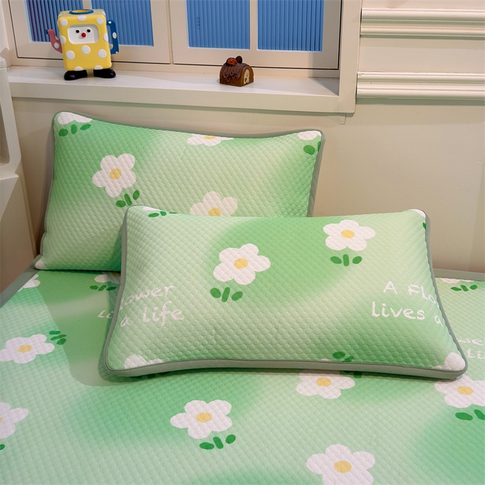 91家纺网 家纺一手货源 找家纺 喜居 2025新款A类凉感豆豆席印花款凉席 夏花