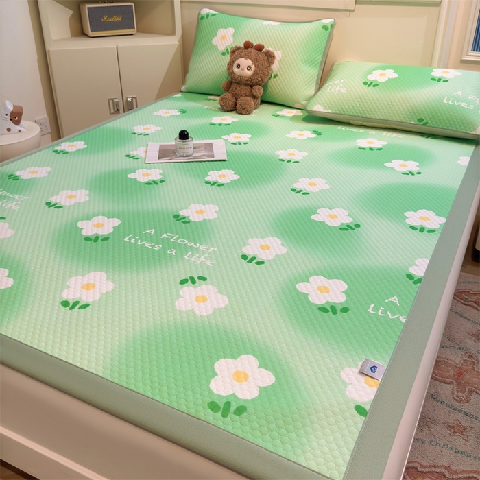 91家纺网 家纺一手货源 找家纺 喜居 2025新款A类凉感豆豆席印花款凉席 夏花