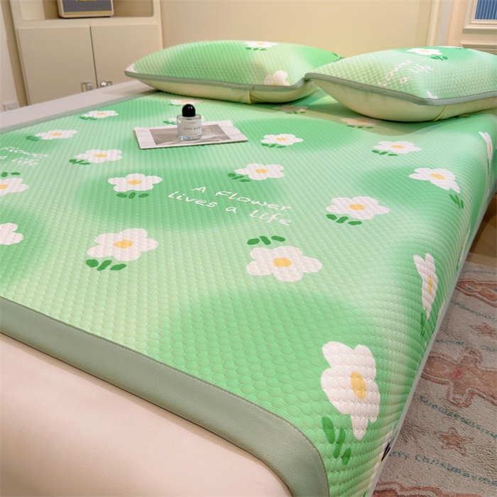 91家纺网 家纺一手货源 找家纺 喜居 2025新款A类凉感豆豆席印花款凉席 夏花