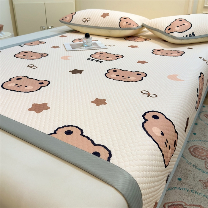 91家纺网 家纺一手货源 找家纺 喜居 2025新款A类凉感豆豆席印花款凉席 小熊宝